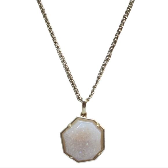 Kendra Scott Cynthia Iridescent Drusy Gold Plated Pendant Adjustable Necklace - Picture 2 of 7